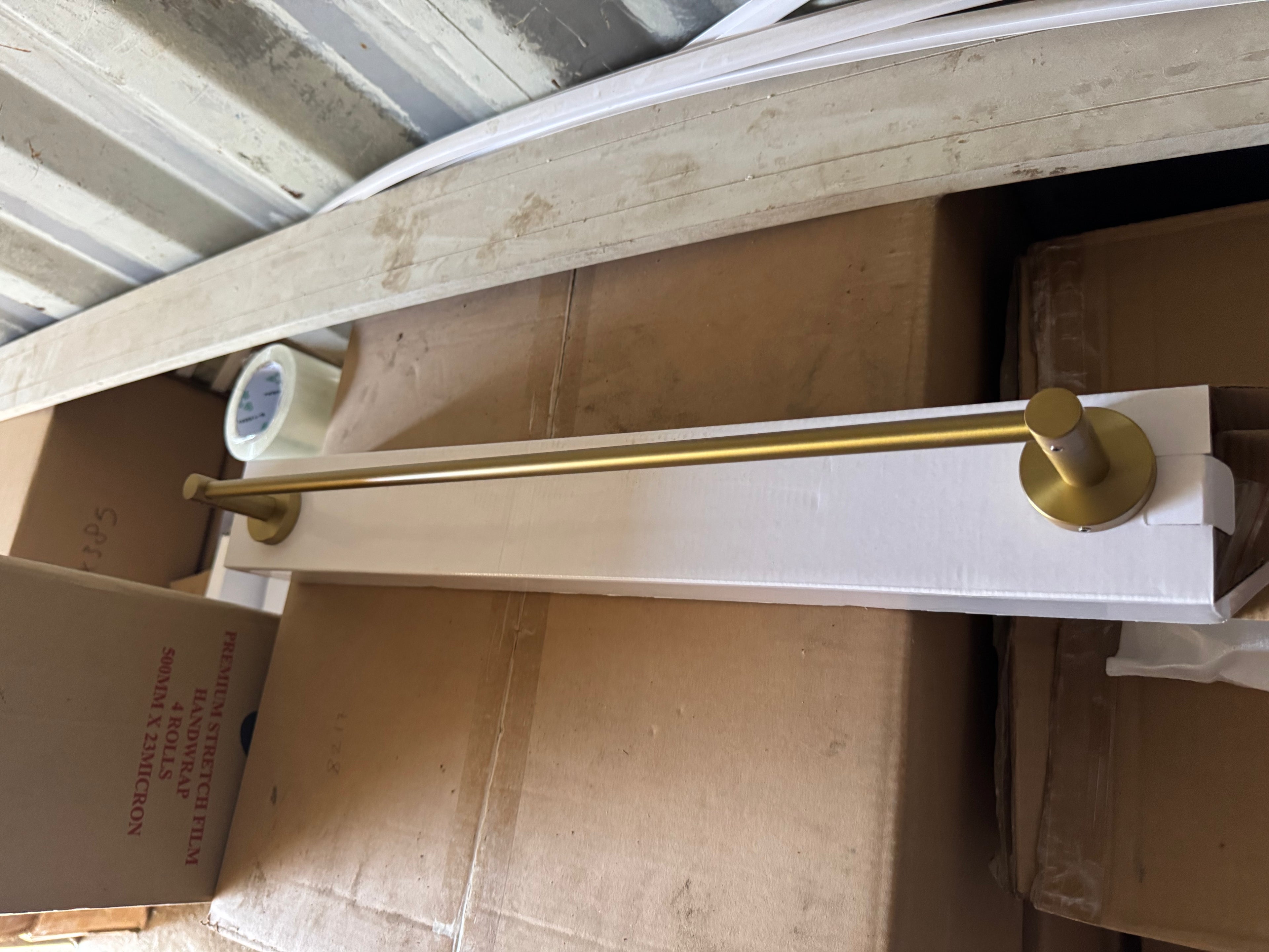 Round Brushed Gold Single Towel Bar – 60cm