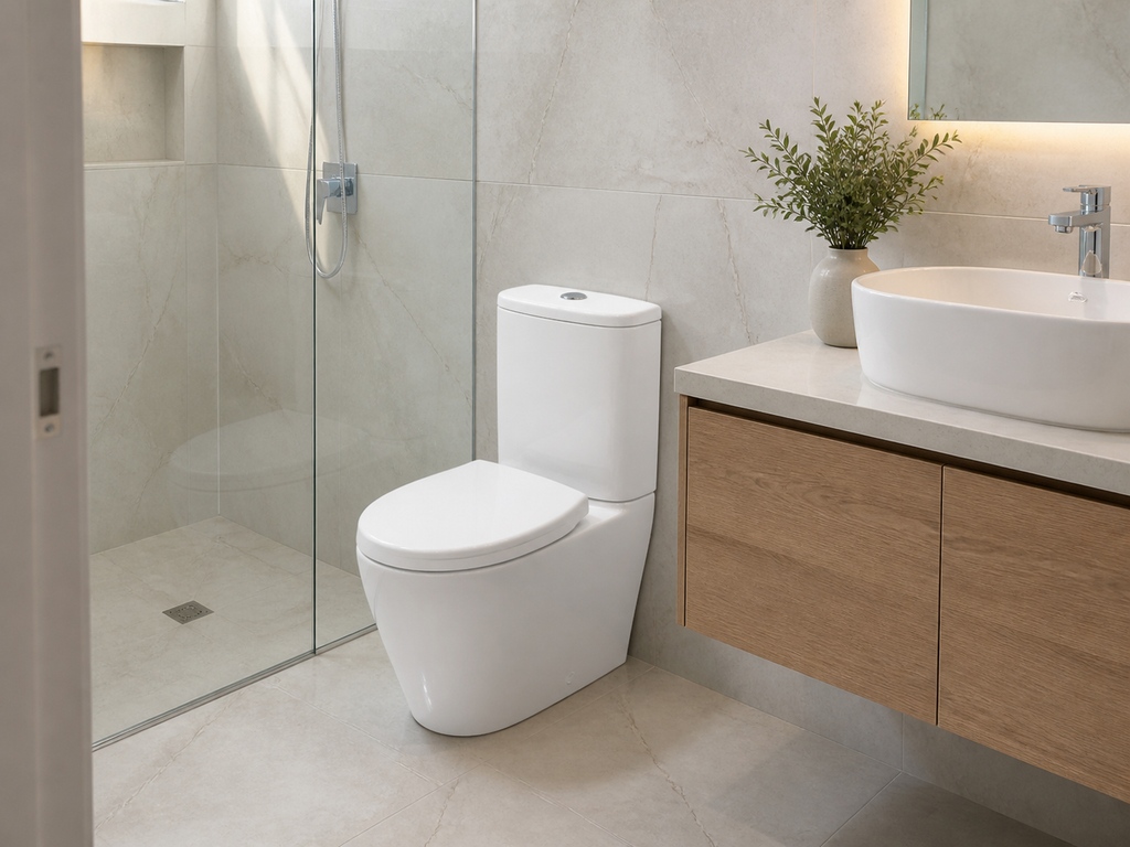 CT1 Toilet Suite – Round Bowl, Floor Mounted, Matte White