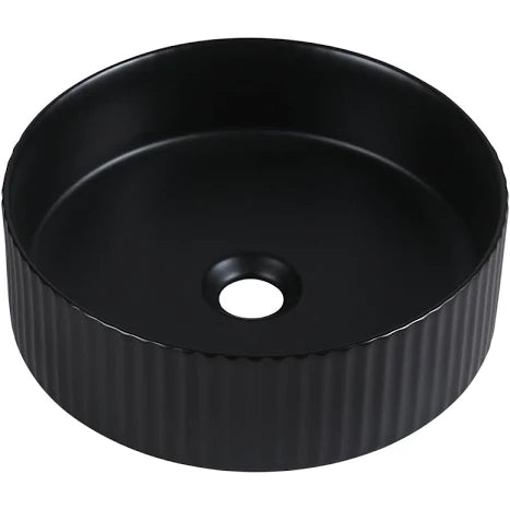 Matte Black Fluted Basin – 360 × 360 × 125mm