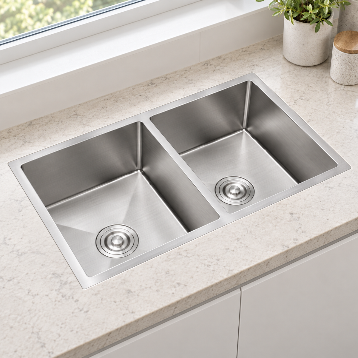 C-010 800mm Double Bowl Kitchen Sink – 304 Stainless Steel