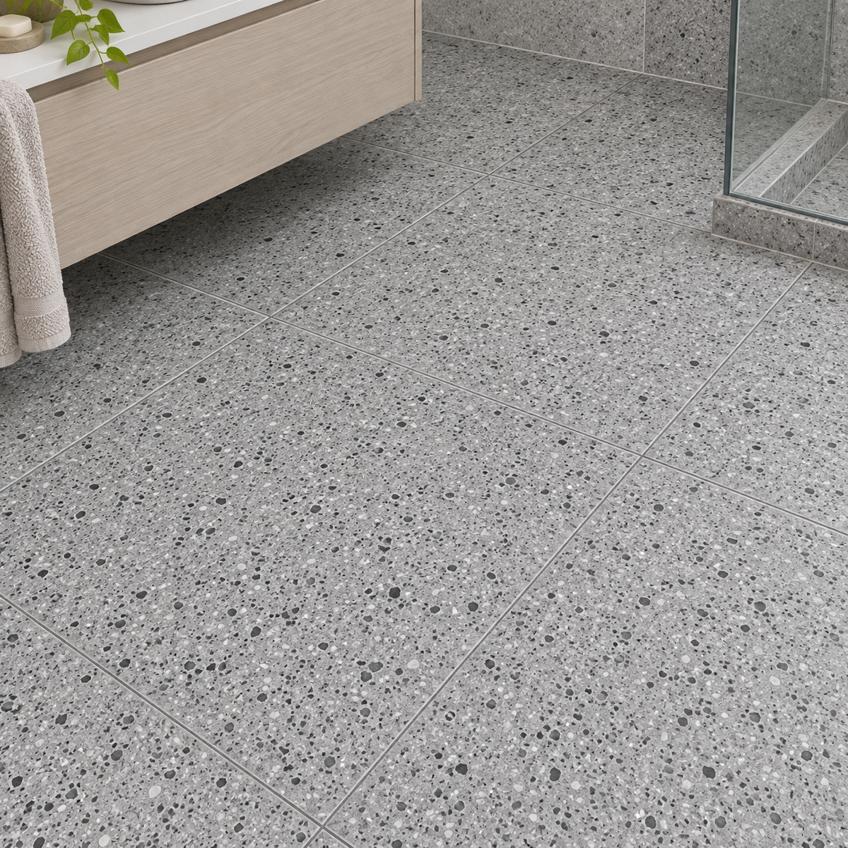 Grey Dotted Matte Tile – 600 × 600mm