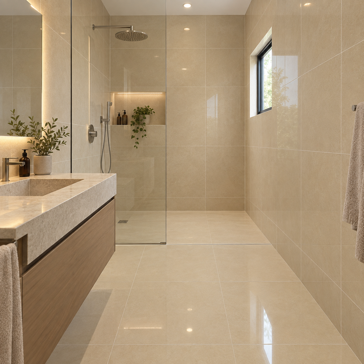 SDX6763P Beige Polished Tile – Gloss Finish